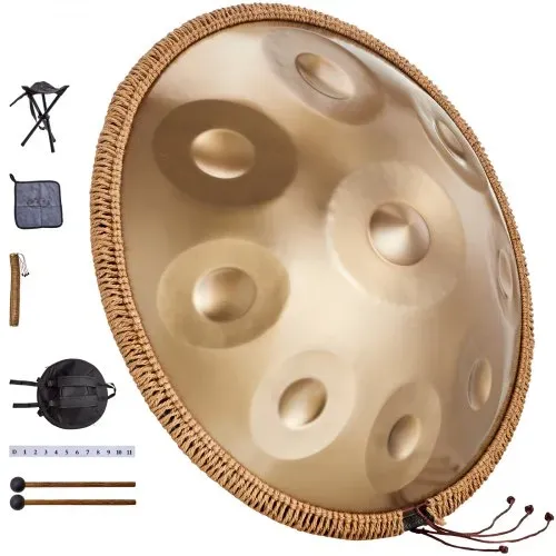 VEVOR Handpan, 55 cm, 9 Noten, D-Moll-Handtrommel, Drum-Instrument mit Schlägeln, 440-Hz-Handpan-Ständer & Tragetasche, Heilende Klangtrommel aus Stahl, Schlaginstrumente für Erwachsene & Anfänger – Bild 8