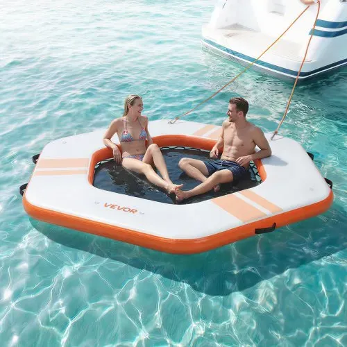 VEVOR Aufblasbares Schwimmdock, 2,6x2,6 m, Schwimmplattform mit Rutschfester Oberfläche, Tragetasche & Abnehmbarer Leiter, Schwimmende Insel, Wasserplattform für Pool, Strand & Meer, Orange – Bild 7