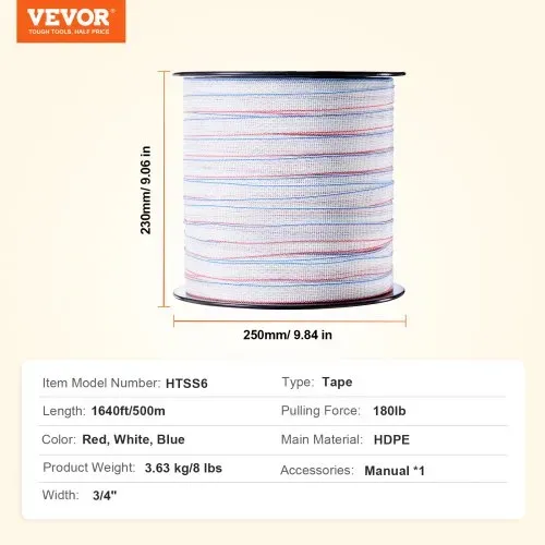 VEVOR Elektrozaunband, 1640 Fuß 500 m Polytape-Zaun-Heißdraht, 3/4 Zoll Breite, 6 Edelstahlstränge für zuverlässige Leitfähigkeit, UV- und Rostbeständigkeit, tragbarer Polydraht für Pferde und Rinder – Bild 6