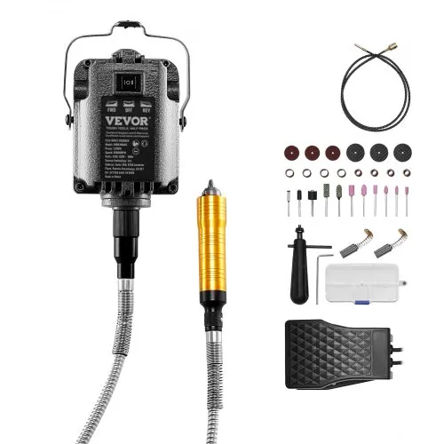 VEVOR Flexwellen-Schleifgerät, 1000 W, 30.000 U/min, Rotationswerkzeug, multifunktionale Hängeschleifmaschine mit 31-teiligem Zubehör und Fußpedal zum Schnitzen, Polieren, Bohren und Polieren VEVOR Flexwellen-Schleifgerät, 1000 W, 30.000 U/min, Rotationswerkzeug, multifunktionale Hängeschleifmaschine mit 31-teiligem Zubehör und Fußpedal zum Schnitzen, Polieren, Bohren und Polieren
