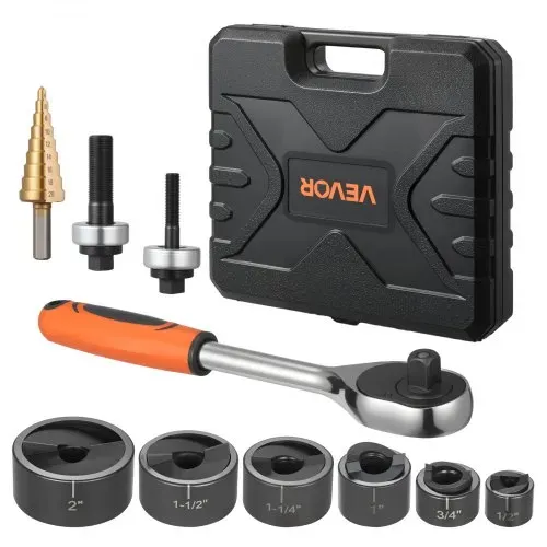 VEVOR 22,5-61,5 mm SLUG-Buster Ratschen-Ausbrechset, Ratschenschlüssel-Ausbrechstanzer-Sets für Aluminium, Weichstahl, Fiberglas, Kunststoffe, 6 Matrizengrößen, 40Cr Stahl Ko-Werkzeugsatz – Bild 10