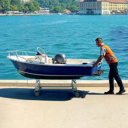 VEVOR Jet Ski Dolly 590kg Tragfähigkeit, Bootswagen, Transportwagen zum Bewegen von Wasserfahrzeugen, verstellbare Kojen mit 4 Rollen & 2 Bremsen, robuster Slipwagen für Kajaks, Jet-Skis, Schnellboote – Bild 7
