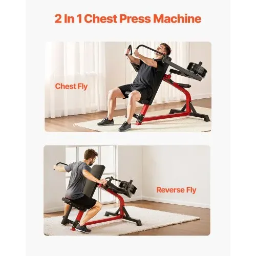 VEVOR Trainer für Brustmuskeln und hinteren Deltamuskel (Neigung), 204 kg belastbare Brustmaschine, verstellbares Fitness-Brustbank-Set, Heim-Fitnessgerät für Krafttraining mit dem Oberkörper – Bild 5