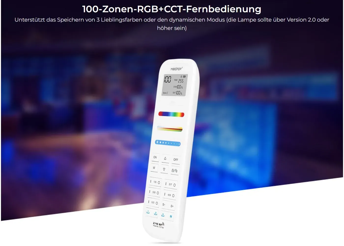 MiBoxer FUT100 LED Fernbedienung RGB-WW (RGB-CCT) 100 Zonen MiBoxer FUT100 LED Fernbedienung RGB-WW (RGB-CCT) 100 Zonen