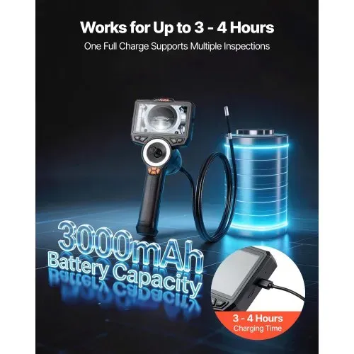 VEVOR Endoskopkamera mit Licht Drehbar, Inspektionskamera mit 360° beweglichem Kopf, Rohrkamera IP67 Wasserdicht mit 4,5 Zoll Display 1,5m Schlangenkabel 3000mAh Akku, 8mm Boreskopkamera für Auto Haus – Bild 4