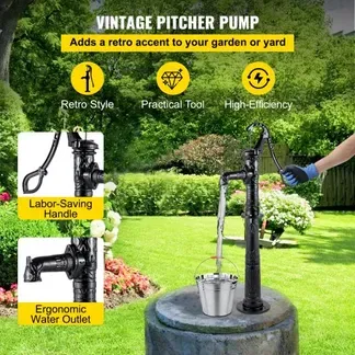 VEVOR Schwengelpumpe Gusseisen Gartenpumpe 40x15x68cm Wasserpumpe mit 67cm Pumpenständer Handwasserpumpe Nostalgie Handschwengelpumpe Schwarz ideal als Dekoration für Familienteiche Höfe und Gärten VEVOR Schwengelpumpe Gusseisen Gartenpumpe 40x15x68cm Wasserpumpe mit 67cm Pumpenständer Handwasserpumpe Nostalgie Handschwengelpumpe Schwarz ideal als Dekoration für Familienteiche Höfe und Gärten