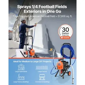 VEVOR Airless-Farbspritzgerät Sprühgerät mit Standfuß 1500 W 3300 psi, Farbsprühsystem mit Reinigungsbürste & Schlauch & Verlängerungsstange & Düsen, Farbsprühgerät für Wohnungen, Gebäude VEVOR Airless-Farbspritzgerät Sprühgerät mit Standfuß 1500 W 3300 psi, Farbsprühsystem mit Reinigungsbürste & Schlauch & Verlängerungsstange & Düsen, Farbsprühgerät für Wohnungen, Gebäude