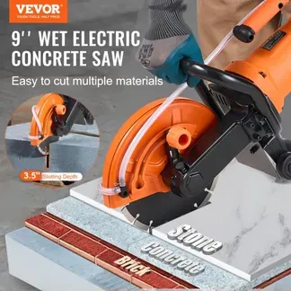 VEVOR Elektrische Betonsäge, 230 mm, Hochleistungs-Kreissäge 2000 W, Schnitttiefe 89 mm, Nass-/Trocken-Scheibensäge mit Wasserrohr, Wasserpumpe, Sägeblatt, für Stein und Ziegel VEVOR Elektrische Betonsäge, 230 mm, Hochleistungs-Kreissäge 2000 W, Schnitttiefe 89 mm, Nass-/Trocken-Scheibensäge mit Wasserrohr, Wasserpumpe, Sägeblatt, für Stein und Ziegel
