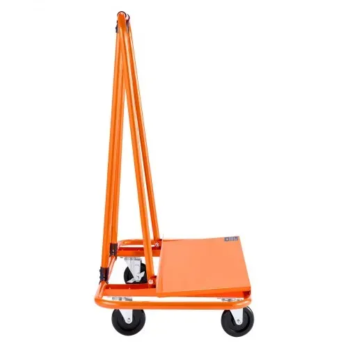 VEVOR Plattenwagen, 816 kg Tragkraft, Transportwagen mit 4 Lenkrollen, Paneelwagen, Plattenkarren mit Spanngurt, Transporthilfe für Sperrholz, Gipskarton, Glas, Orange, 1150x555x1180 mm – Bild 8