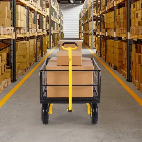 VEVOR Bollerwagen 116,8x76x77,5 cm, Transportwagen 635 kg, Gartenwagen, Gerätewagen, 2-in-1-Handwagen, mit All-Terrain-Reifen, abnehmbaren Seitenteilen aus Netzmaterial & um 180° drehbarem Griff – Bild 7
