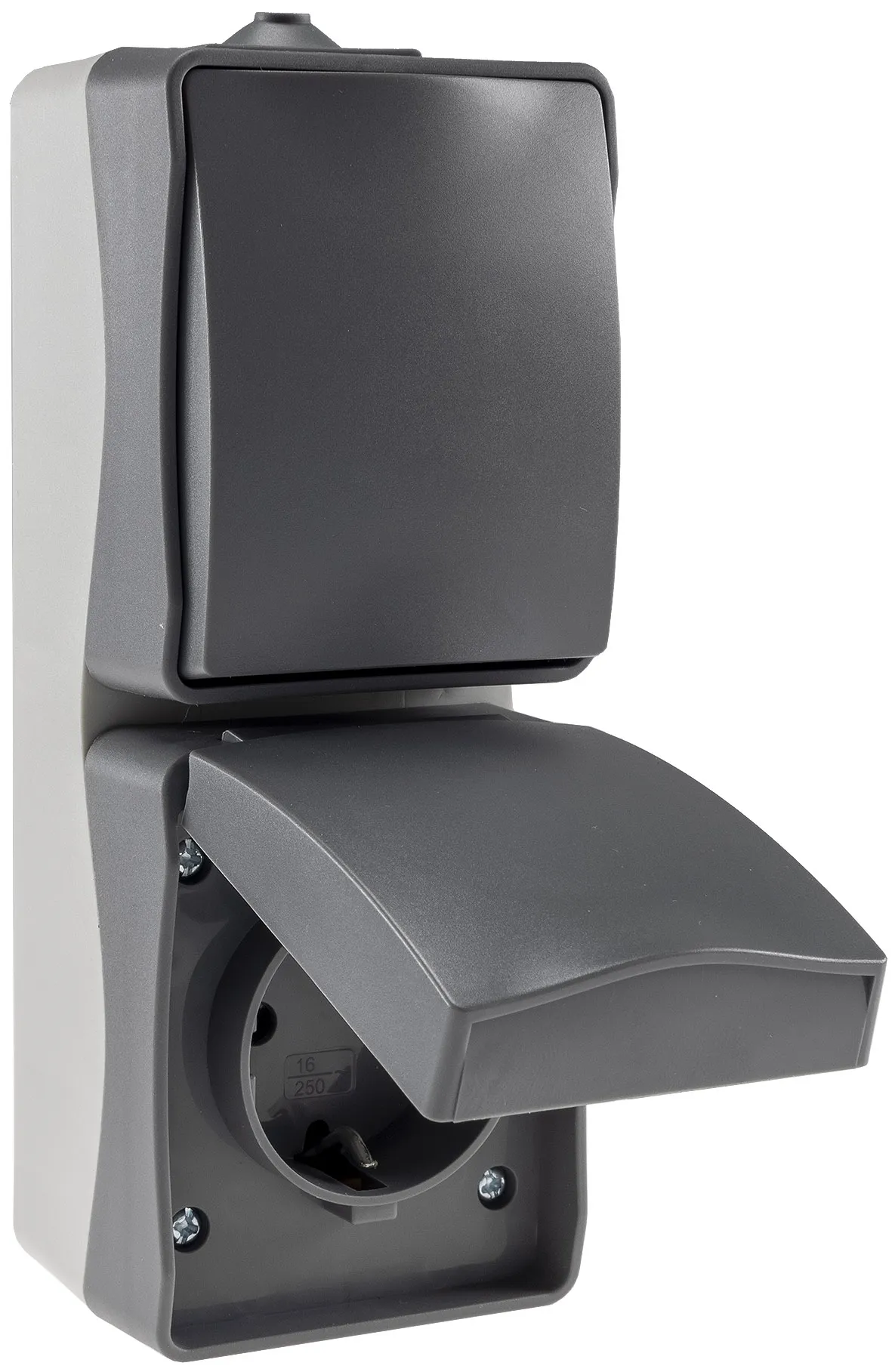 NUQUI Feuchtraum Schalter & Steckdose IP54, Aufputz, 250V~/ 10A/16A, Vertikal NUQUI Feuchtraum Schalter & Steckdose IP54, Aufputz, 250V~/ 10A/16A, Vertikal