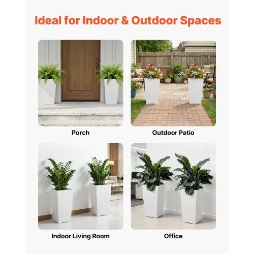 VEVOR Pflanztopf 300x300x550 mm 2er-Set, Blumentopf, Blumenkübel, PP-Pflanzgefäß, Planzkübel, Pflanzkasten mit Innentopf, Geeignet für Zimmer- & Gartenpflanzen, weiß – Bild 5
