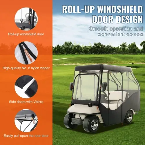 VEVOR Transparent Golfwagen Regenabdeckung 4-Personen-Golfwagenabdeckung 152 x 110 cm, 420D-Polyester Wasserdicht, Tragbar, Fahrbar, Aufbewahrungsabdeckung für Golfwagen Passend für EZGO TXT Golfwagen – Bild 4