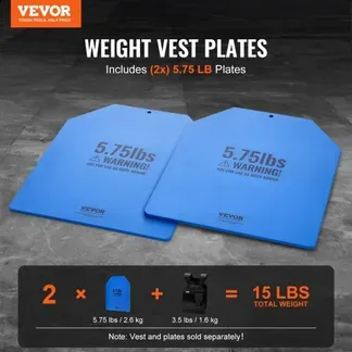 VEVOR Gewichtsplatten für Gewichtswesten 5,2 kg Set (2 x 2,6 kg), Flache Gewichtswestenplatten für WODs & Funktionelles Training, Ergonomisches Zusatzgewicht für Krafttraining, Laufen & Fitness, Blau VEVOR Gewichtsplatten für Gewichtswesten 5,2 kg Set (2 x 2,6 kg), Flache Gewichtswestenplatten für WODs & Funktionelles Training, Ergonomisches Zusatzgewicht für Krafttraining, Laufen & Fitness, Blau