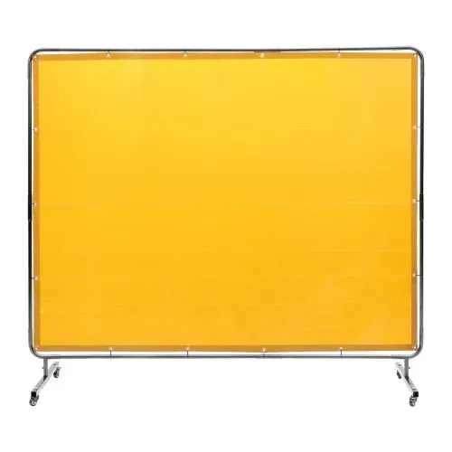 VEVOR Schweißvorhang 1,8 x 2,4m Schweißschutzvorhang aus Flammhemmendem Vinyl Schweißschutzwand mit 4 Schwenkrädern und einem 6-stufigen UV-Schutz Schweißerdecke Schweißschutz Gelb – Bild 8