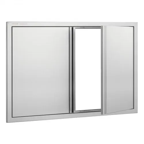 VEVOR Grill-Zugangstür, 914 x 610 mm, Doppelte Außenküchentür, Flächenbündig Montierte Edelstahltür, Vertikale Wandtür mit Versenkbaren Griffen, für Grillinsel, Grillstation, Außenschrank – Bild 8