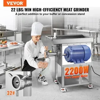 VEVOR kommerzieller Fleischwolf 9,98 kg/min elektrischer Fleischwolf 2200 W mit Klingen & Mahlplatten, Wurstmaschine, gewerblicher Fleischwolf aus Edelstahl für Küche Restaurant Metzgerei VEVOR kommerzieller Fleischwolf 9,98 kg/min elektrischer Fleischwolf 2200 W mit Klingen & Mahlplatten, Wurstmaschine, gewerblicher Fleischwolf aus Edelstahl für Küche Restaurant Metzgerei