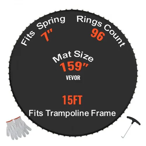 VEVOR Ersatz-Trampolinmatte Sprungmatte passend für 457 cm Rahmen, universelle Sprungmatte verstärkte UV-beständige Matte mit Federwerkzeug und langlebigen V-Ringen, passend für 17,8 cm Federlänge VEVOR Ersatz-Trampolinmatte Sprungmatte passend für 457 cm Rahmen, universelle Sprungmatte verstärkte UV-beständige Matte mit Federwerkzeug und langlebigen V-Ringen, passend für 17,8 cm Federlänge