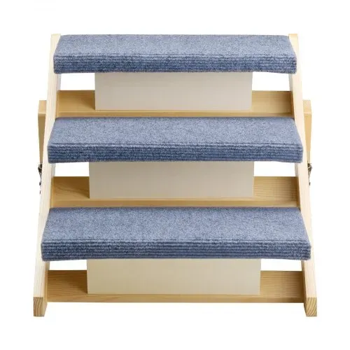VEVOR Hundetreppe 510x470x370 mm, 3-stufige Hautiertreppe, klappbare Holztreppe geeignet für kleine, mittlere, große, ältere Haustiere sowie Welpen bis 68 kg, Hundeleiter für Betten, Sofas & Autos – Bild 8
