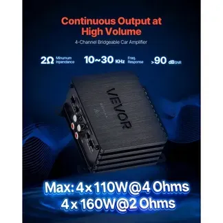VEVOR Autoverstärker 4-Kanal, Endstufe Klasse D Überbrückbar, Max. 4 x 110 W an 4 Ohm / 4 x 160 W an 2 Ohm, Hochleistungsverstärker für SUVs Pickups Geländewagen Mehrkanal-Audioverstärker VEVOR Autoverstärker 4-Kanal, Endstufe Klasse D Überbrückbar, Max. 4 x 110 W an 4 Ohm / 4 x 160 W an 2 Ohm, Hochleistungsverstärker für SUVs Pickups Geländewagen Mehrkanal-Audioverstärker