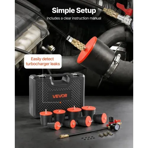 VEVOR Turbo Ladedruck Lecktester Set 0–80 PSI Prüfset für Turbo System Leckagen mit 4 Paar Gestuften Adaptern 1-3/8 bis 3-1/2 Zoll inkl Luftanschlüssen zur Ladeluftkühler und Ansaugrohr Prüfung – Bild 5