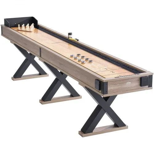 VEVOR Shuffleboard-Tisch, 11,5 Fuß Shuffleboard für Familienspielzimmer, 2-in-1-Shuffleboard- und Bowling-Kombispielset, mit kratzfestem Spielfeld, Beinen, 8 Pucks, Bowlingset, Wachs und Tischbürste – Bild 9
