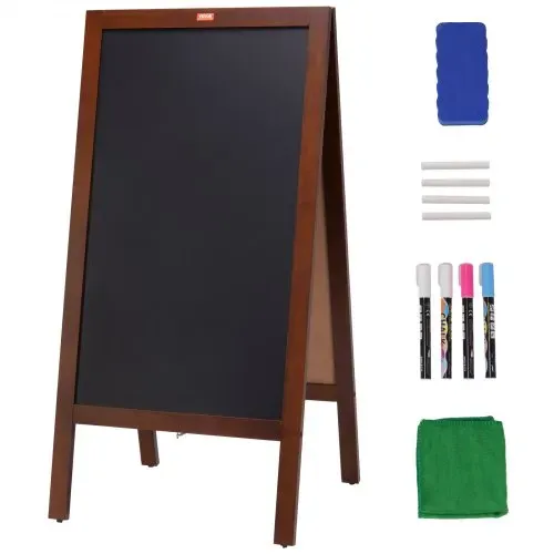 VEVOR Kundenstopper Werbeaufsteller mit Holzrahmen 508 x 1016 mm, Werbetafel Aufsteller 432 x 750 mm Speisetafel Braun inkl. 8 Kreidemarker zum Schreiben mit Kreide für Restaurants, Bars usw. – Bild 8