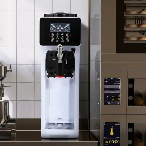 VEVOR Kommerzielle Eiscreme-Maschine, 10 L/h Leistung, 900 W, Softeismaschine für eine Geschmacksrichtung, auf der Arbeitsplatte, mit 4 L Trichter, 1,6 L Zylinder, LCD-Bildschirm, Vorkühlung – Bild 7