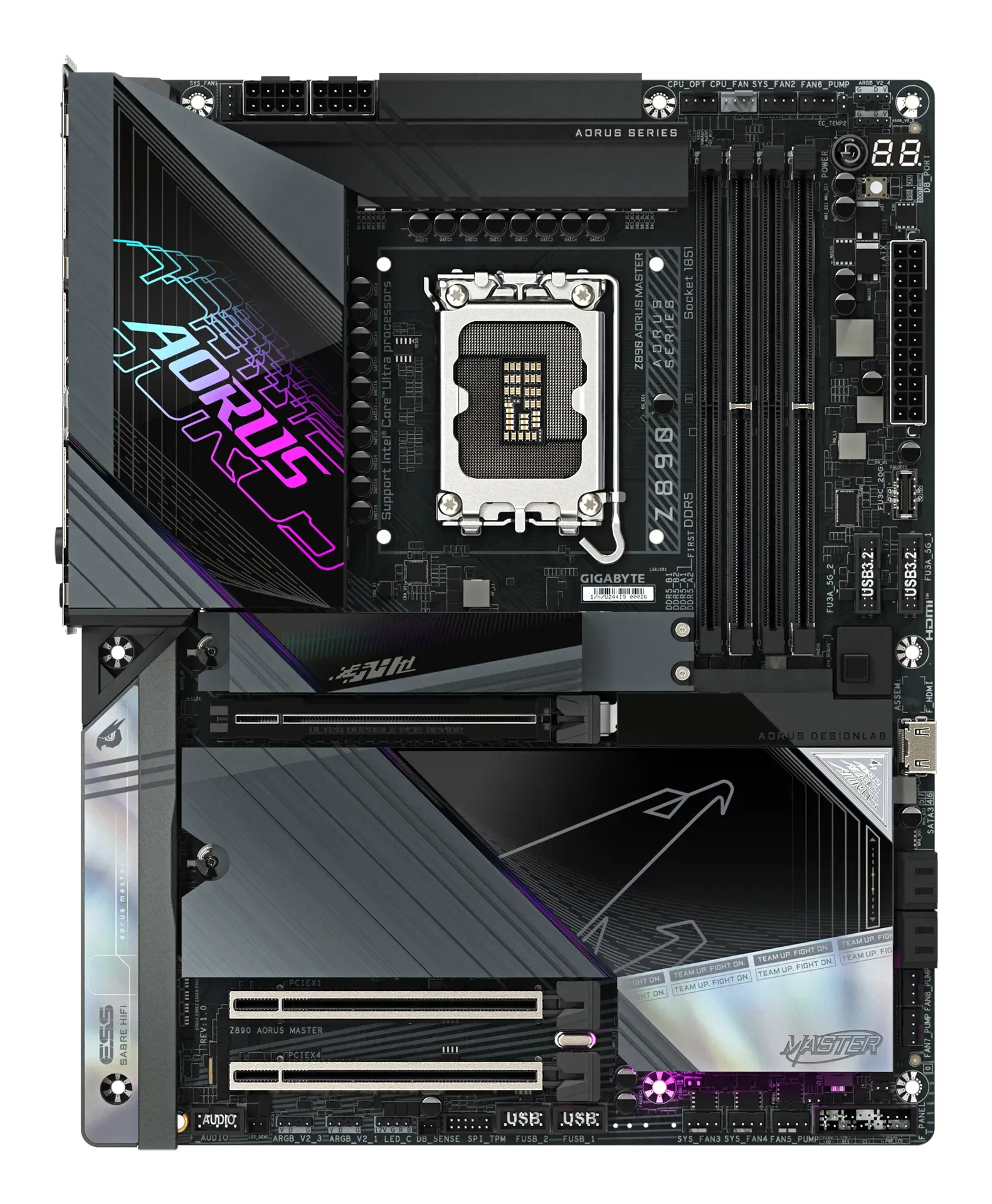 GIGABYTE Z890 AORUS MASTER Mainboard - Unterstützt Intel Core Ultra (Serie 2) CPUs, 18+1+2 Phasen VRM, bis zu 9500MHz DDR5 (OC), 2xPCIe 5.0 + 3xPCIe 4.0, Wi-Fi 7, 10GbE LAN, Thunderbolt 4 – Bild 2