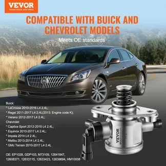 VEVOR Hochdruck-Kraftstoffpumpe mit Dichtung und Schrauben, kompatibel mit Buick LaCrosse, Regal, Verano, Chevrolet Captiva Sport, Equinox, Impala, Malibu, GMC Terrain 2010–2017 L4 2,4 l, Edelstahl VEVOR Hochdruck-Kraftstoffpumpe mit Dichtung und Schrauben, kompatibel mit Buick LaCrosse, Regal, Verano, Chevrolet Captiva Sport, Equinox, Impala, Malibu, GMC Terrain 2010–2017 L4 2,4 l, Edelstahl