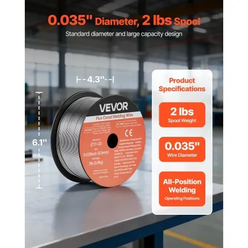 VEVOR Fülldraht MIG-Schweißdraht, 0,9 mm E71T-GS 0,9 kg, Schweißdraht mit Geringer Spritzerbildung für Alle Schweißpositionen, Selbstschützend für den Außeneinsatz (3 Rollen pro Packung) VEVOR Fülldraht MIG-Schweißdraht, 0,9 mm E71T-GS 0,9 kg, Schweißdraht mit Geringer Spritzerbildung für Alle Schweißpositionen, Selbstschützend für den Außeneinsatz (3 Rollen pro Packung)