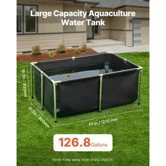 VEVOR Fischteich aus Segeltuch, 480 L Fischtank, faltbares PVC-Koi-Aquarium, Fischbecken mit stabilem Rahmen & Ablassventil, für Aquakultur, Koi-Zucht & Bewässerung 1200x800x500 mm VEVOR Fischteich aus Segeltuch, 480 L Fischtank, faltbares PVC-Koi-Aquarium, Fischbecken mit stabilem Rahmen & Ablassventil, für Aquakultur, Koi-Zucht & Bewässerung 1200x800x500 mm