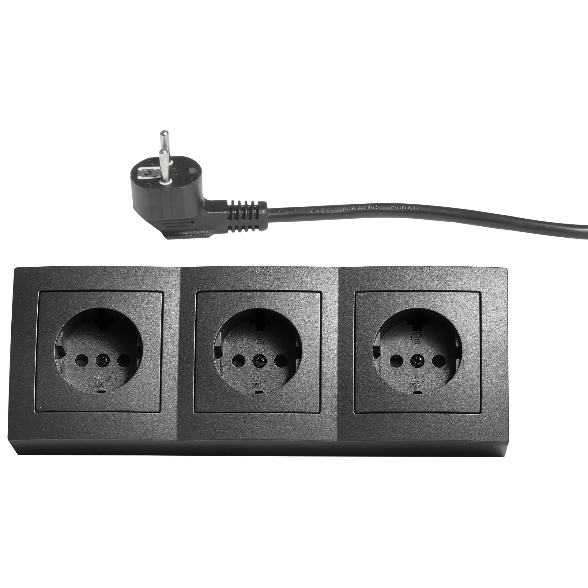 Steckdosenblock McPower ''Flair'' 250V~/16A, anthrazit, 3-fach, 2m Kabel+ Stecker – Bild 2