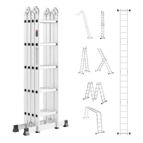 VEVOR Mehrzweckleiter, 7-in-1-Multifunktionsleiter, A-Rahmen, 5-Stufen-Teleskopleiter, Leitergerüst 5750 mm, verstellbare Hochleistungsleiter, 150 kg Tragkraft, für den Außenbereich zu Hause VEVOR Mehrzweckleiter, 7-in-1-Multifunktionsleiter, A-Rahmen, 5-Stufen-Teleskopleiter, Leitergerüst 5750 mm, verstellbare Hochleistungsleiter, 150 kg Tragkraft, für den Außenbereich zu Hause