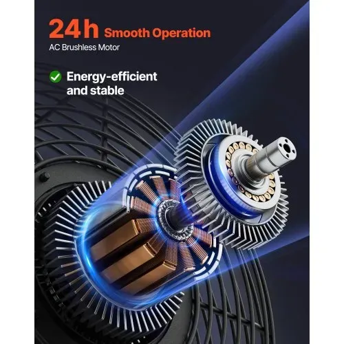 VEVOR 624 mm Abluftventilator mit Lamellen Industrie Wandventilator 136 W, Wandlüfter für Garage Gewächshaus Werkstatt, Stahlgehäuse, 11347 m³/h Lüftung, 1400 U/min Motor, Leiser Betrieb, Wandmontage – Bild 2