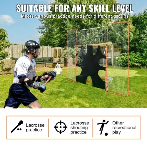VEVOR 3-IN-1-Lacrosse-Tor mit Rücklaufsperre und Zielscheibe, 12' x 9' Lacrosse-Netz, Hinterhof-Lacrosse-Rebounder-Ausrüstung mit Stahlrahmen, schnell und einfach aufzubauendes Trainingsnetz, perfekt – Bild 5