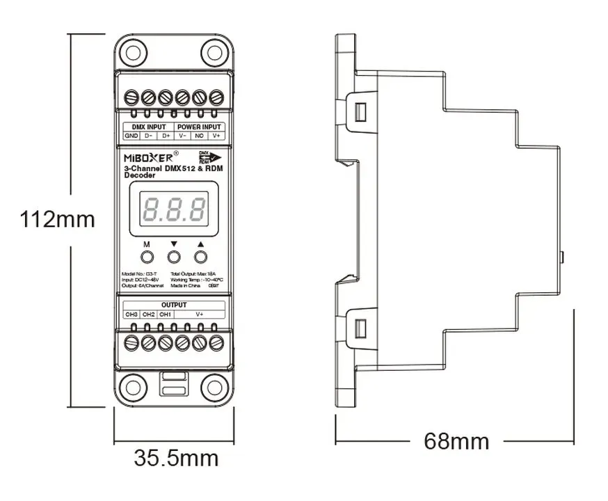 Miboxer Hutschiene DMX 3-Kanal LED Controller DMX-Serie – Bild 6