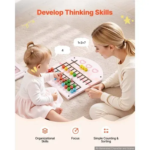 VEVOR Montessori Busy Board 14-in-1 Sensorisches Wandmotorikbrett Burgform, Motorikspielzeug zur Bildung & Frühe Entwicklung für Kinder, aus MDF-Platten, mit Xylophon Uhr Zahnrädern & Lernelementen – Bild 3