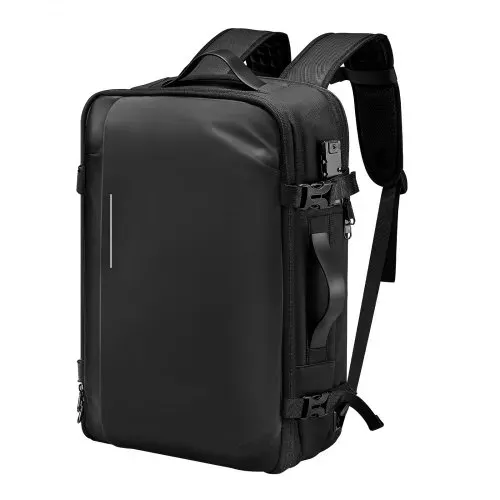 VEVOR Vakuum Rucksack, 65 L, erweiterbarer Vakuum-Kompressions-Reiserucksack mit Pumpe, mit TSA-zugelassenem Schloss, USB-Ladeanschluss, wasserabweisendes Handgepäck, für Business, Schwarz – Bild 10