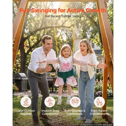 VEVOR Kinderschaukel 136 kg Schaukel Hohe Rückenlehne Vollschalensitz Grün, für Spielplätze im Garten & Indoor, Beschichtete Ketten & Karabiner, Komplett Montierter Sitz für Kinder ab 3 Jahren, CE/CPC VEVOR Kinderschaukel 136 kg Schaukel Hohe Rückenlehne Vollschalensitz Grün, für Spielplätze im Garten & Indoor, Beschichtete Ketten & Karabiner, Komplett Montierter Sitz für Kinder ab 3 Jahren, CE/CPC