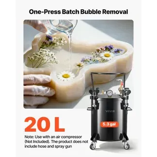 VEVOR Druckbehälter für Sprühfarbe, 20 L Drucktank aus Stahl mit 2 Anschlüssen (EU/AU) für Heimgebrauch Heimwerkerarbeiten Kunstkreationen, Farbbehälter mit großem Durchmesser & 4 Rollen VEVOR Druckbehälter für Sprühfarbe, 20 L Drucktank aus Stahl mit 2 Anschlüssen (EU/AU) für Heimgebrauch Heimwerkerarbeiten Kunstkreationen, Farbbehälter mit großem Durchmesser & 4 Rollen