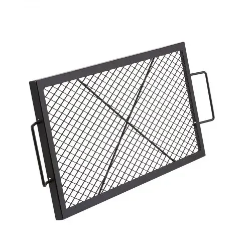 VEVOR 810 x 380 x 25 mm X-Marks Feuerstellen-Grillrost, Rechteckiger Grillrost, Lagerfeuer-BBQ-Grillrost aus Stahl mit Griff, Tragbares Camping-Kochgeschirr für Partytreffen im Freien, Schwarz – Bild 10