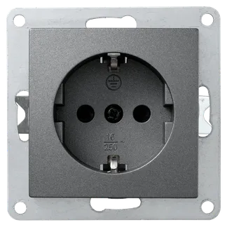 Schutzkontakt-Steckdose McPower “Flair“, 250V~/16A, Steckanschluss, anthrazit Schutzkontakt-Steckdose McPower “Flair“, 250V~/16A, Steckanschluss, anthrazit