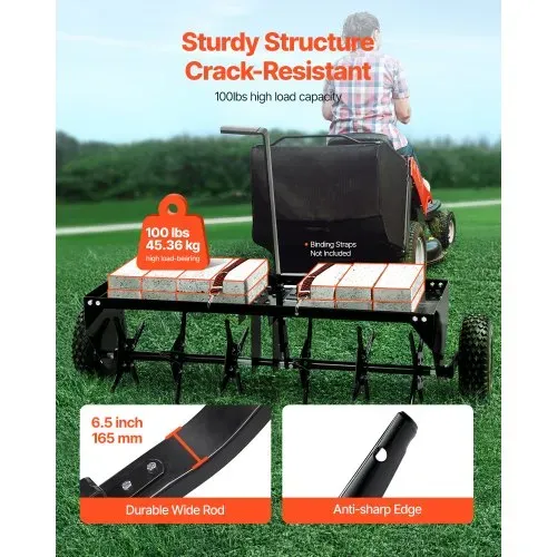 VEVOR Aerifizierer 1275x980x885 mm, Rasenbelüfter mit Universalkupplung, Anhängebelüfter mit Eisenspikes, Aufsitzmäher zum Hinterherziehen für Gärten, Rasenflächen, Bauernhöfe – Bild 3