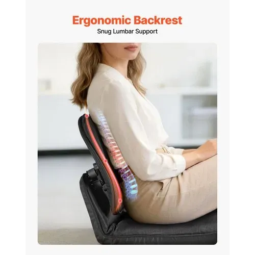 VEVOR Bodenstuhl, 5-Positionen Verstellbarer, Bodensessel mit Ergonomischer Rückenlehne, Metallrahmen, Schaumstoff & Leinenbezug, Relaxsessel Multifunktional zum Lesen & Entspannen, Schwarz – Bild 4