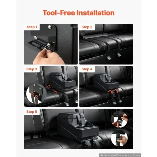 VEVOR Staufachbox Mittelkonsole für Polaris Ranger & Can-Am Defender 17–26, Abschließbare Aufbewahrungsbox aus HDPE mit Getränkehalter und Handyhalterung, Innenliegenden Abflusslöchern, Schwarz – Bild 4