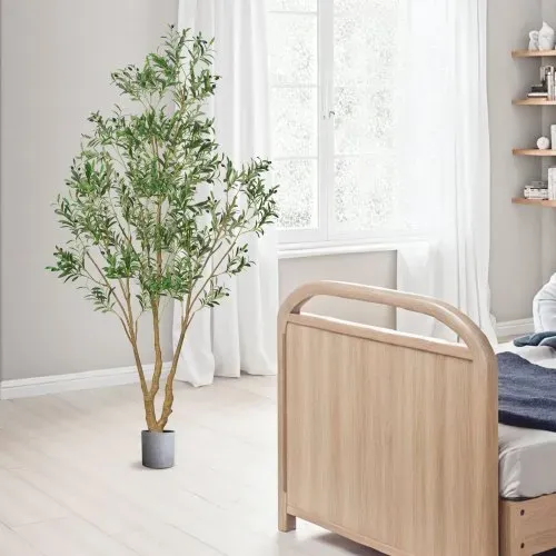 VEVOR Künstlicher Olivenbaum, 2,4 m, mit schwarzem Topf, Kunstbaum mit natürlichem Holzstamm & realistischen grünen Blättern & Früchten, Kunstpflanze für Innenbereich, Zuhause, Büro, Wohnzimmer – Bild 7