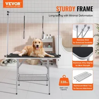 VEVOR Trimmtisch 1300x617x1818mm Schertisch Edelstahl Hundepflegetisch 150kg Tragfähigkeit Frisiertisch Hund Faltbar Tierpflegetisch 1137,9×609,6mm Desktop Ideal für Baden Trimmen Trocknen Bürsten VEVOR Trimmtisch 1300x617x1818mm Schertisch Edelstahl Hundepflegetisch 150kg Tragfähigkeit Frisiertisch Hund Faltbar Tierpflegetisch 1137,9×609,6mm Desktop Ideal für Baden Trimmen Trocknen Bürsten