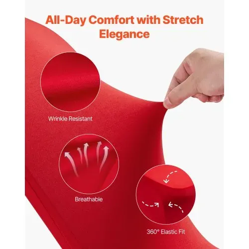 VEVOR Stuhlhussen Stuhlbezug 50 Stk. waschbarer & abnehmbarer Stuhlüberzug aus Polyester-Spandex für Hochzeitsfeiern Esszimmerbankette Restaurant, passend für Stühle (51 x 45 x 95 cm) Rot – Bild 2