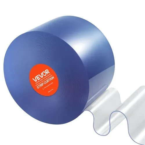 VEVOR Streifenvorhang, 150' Länge, 8" Breite, 0,08" Dicke, klare, glatte Kunststoff-Türstreifen, PVC-Vorhangstreifen-Tür-Großrolle für Lagerhallen, Fabriken, Supermärkte, Einkaufszentren, Hallen, Garagen – Bild 9